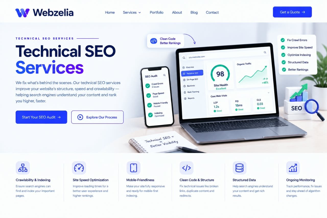 Technical SEO services by Webzelia